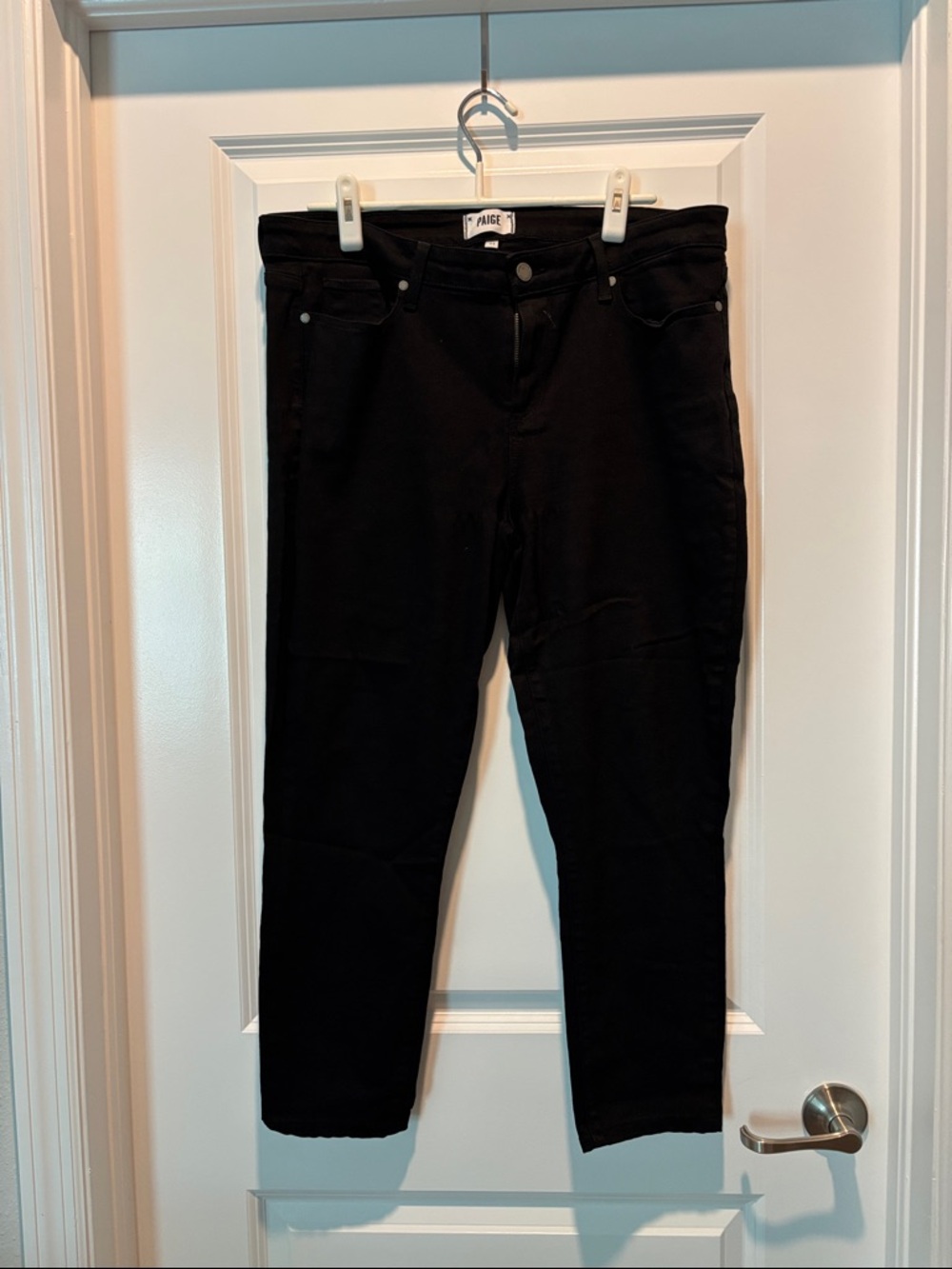 PAIGE Black High-Rise Straight Jeans